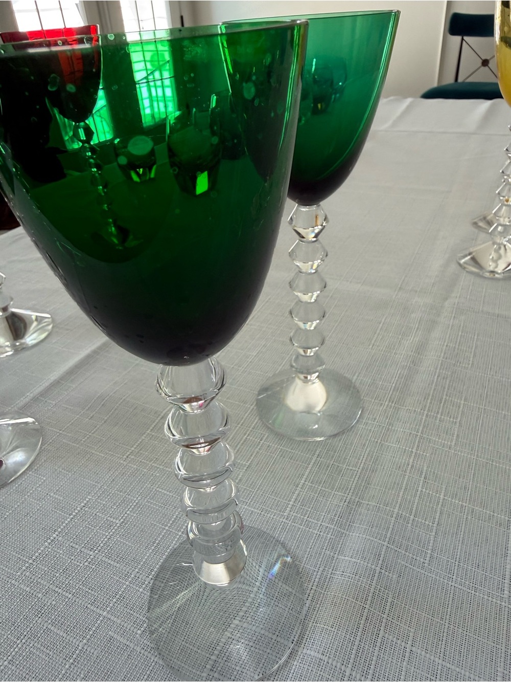 AUTHENTIC BACCARAT VEGA EMERALD GREEN WINE GLASSES – SET OF  2